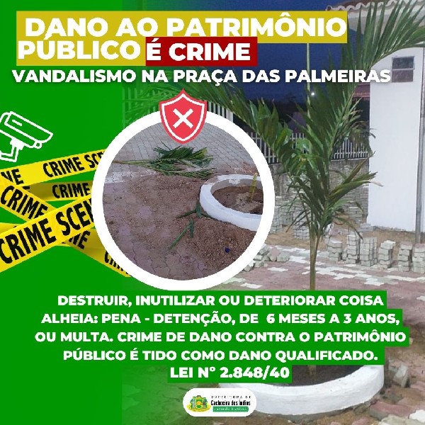 Praça das Palmeiras foi alvo de atos de vandalismo